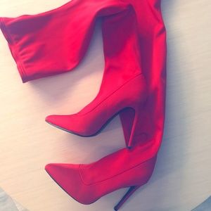 Steve Madden Slammin Over the Knee Boot Red